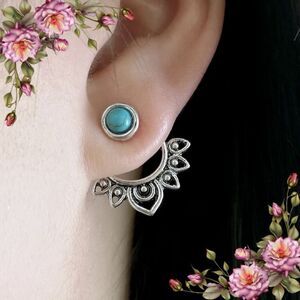 Simple Earring Jackets with fake turquoise stones